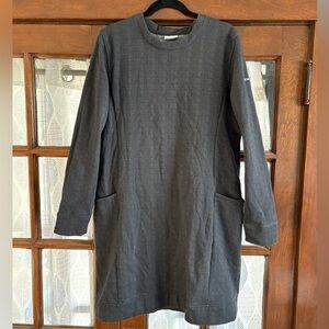 Columbia Gray Herringbone Long Sleeve Fleece Dress Side Pockets